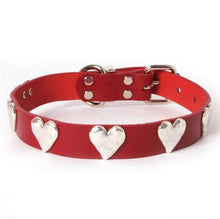 Load image into Gallery viewer, Silver Hearts Leather Dog Collar
