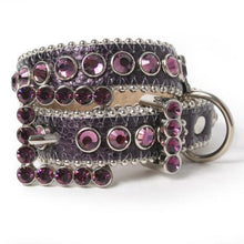 Load image into Gallery viewer, Purple Leather Crystal Dog Collar
