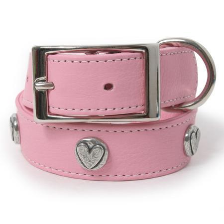 Circle Heart Leather Dog Collar