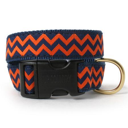 Navy and Orange Chevron Dog Collar