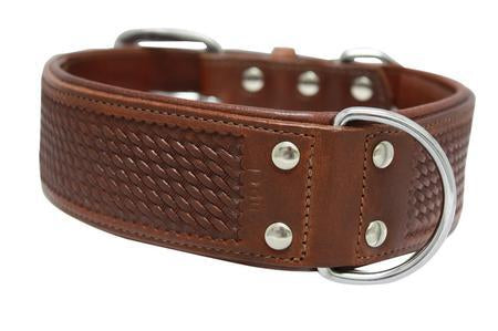 Santa Fe Basket Weave Leather Dog Collar
