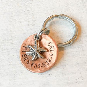 Starfish on Copper Engravable Pet Tag