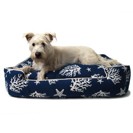 Navy Cove Print Lounge Dog Bed