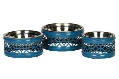 Hadley Graphic Pattern Metal Dog Bowl
