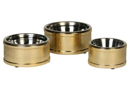 Hampton Hammered Gold Dog Bowl