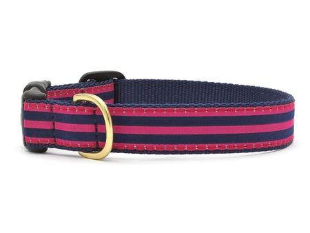 Pink and Navy Striped Dog Collar
