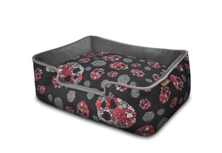 Skulls and Roses Print Lounge Dog Bed