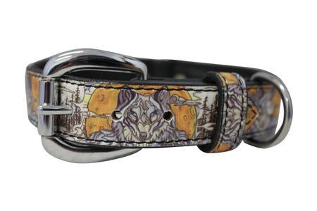 Wolf Den Inked Leather Dog Collar