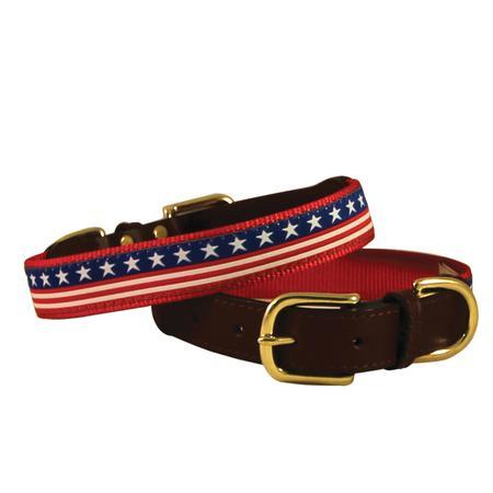 Stars and Stripes Mixed Nylon and Leather Dog Collar