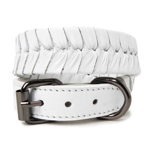 Leather Fishtail Weave Dog Collar