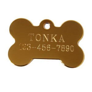 Large Gold Bone Engravable Pet Tag