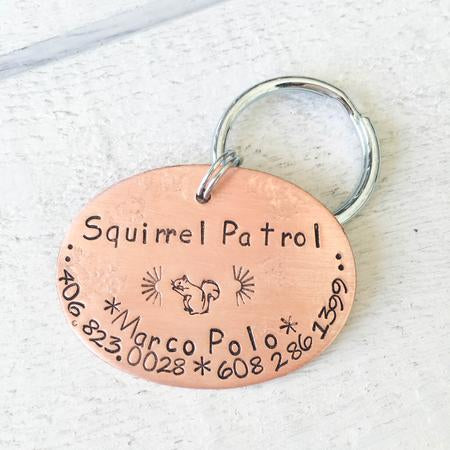 Squirrel Patrol Copper Engravable Pet Tag