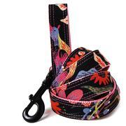 Noir Black Floral Dog Leash