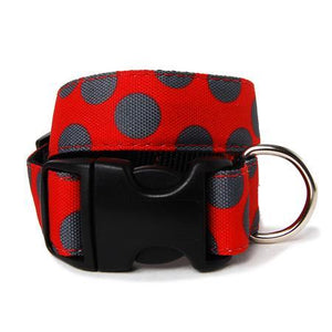 Grey Dots on Red Dog Collar