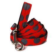 Grey Dots on Red Thin Dog Leash