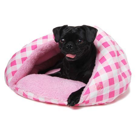 Pink Check Dog Bed