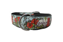 Load image into Gallery viewer, Skull and Rose Inked Leather Dog Collar

