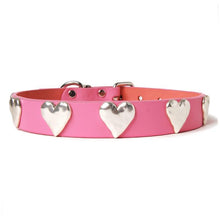 Load image into Gallery viewer, Silver Hearts Leather Dog Collar
