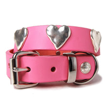 Load image into Gallery viewer, Silver Hearts Leather Dog Collar
